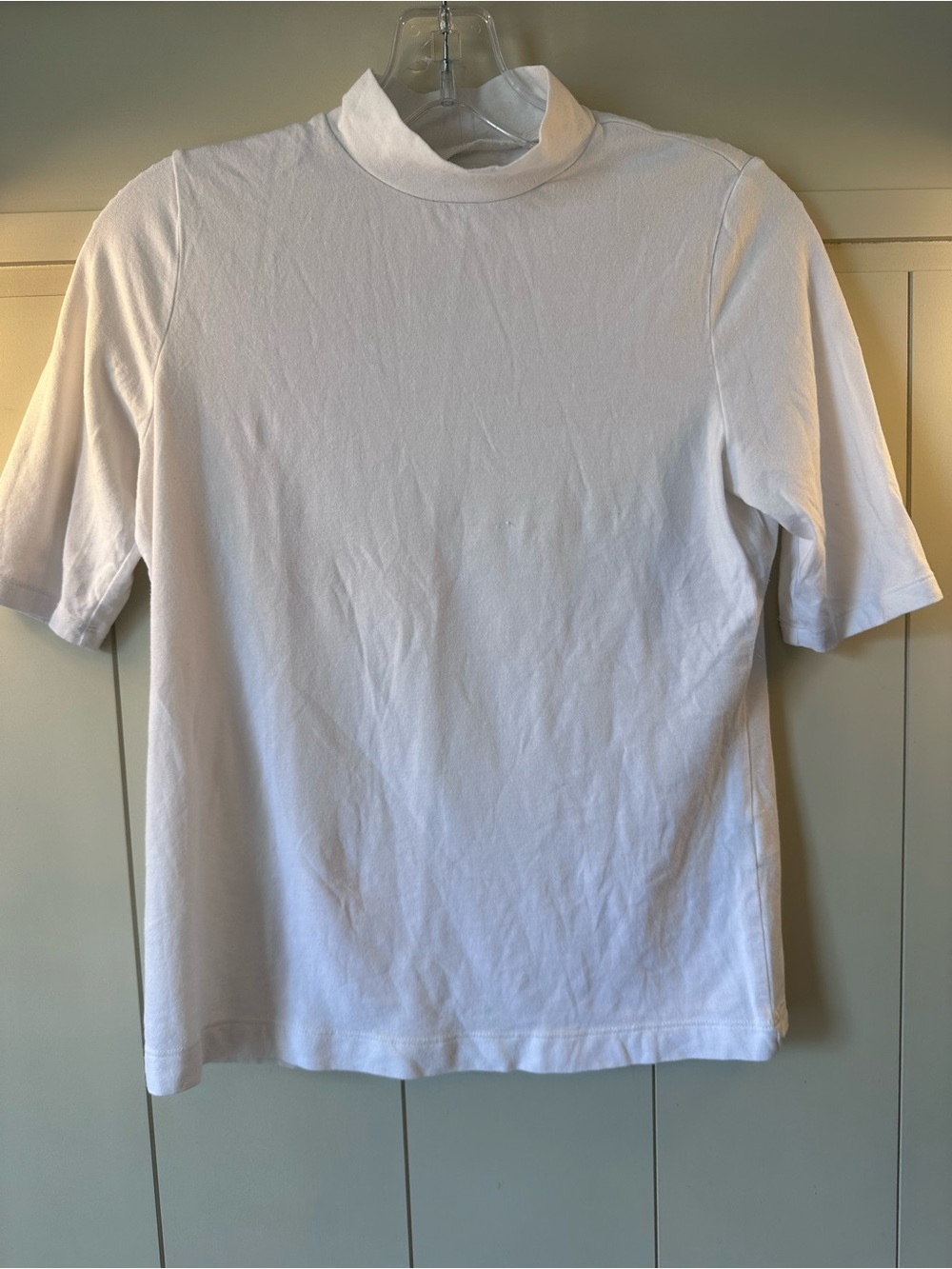 Banana Republic White Short-Sleeve Mock Neck Tee